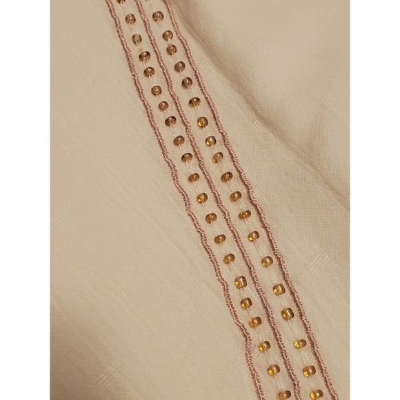 Chico's Sz 2 Beaded Embroidered Linen Lined Tunic Top Aztec Lagen Boho - Picture 6 of 12